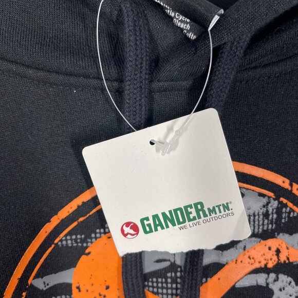 Gander‎ Mtn Black Hoodie M Orange Logo & Kangaroo Pocket - Picture 7 of 8